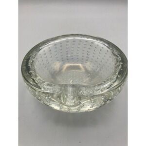 Controlled Bubble Ashtray Mid Century Modern Art Glass Unique Decor